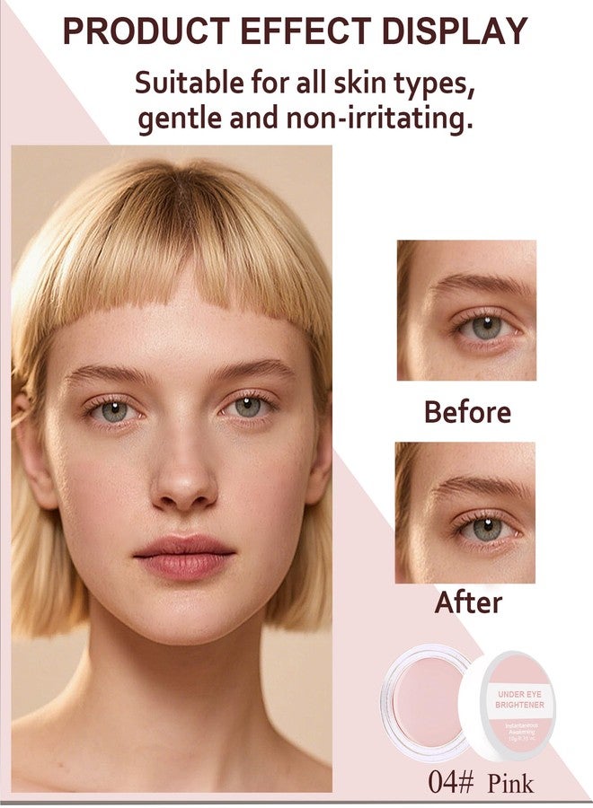 Lestpola Under Eye Brightener Concealer, Waterproof Full Coverage Color Corrector Concealer for Dark Circles, Hydrating Nourishing Long-Lasting Under Eye Brightening Cream Concealing with 2Pcs Puff, 04# Pink - Image 2